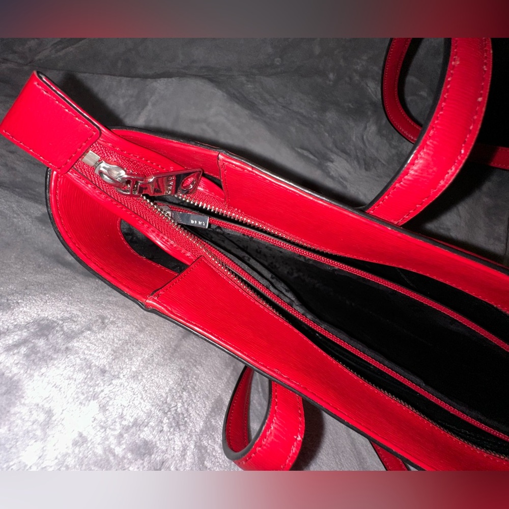 DKNY Red Leather Tote Bag - Picture 2 of 13